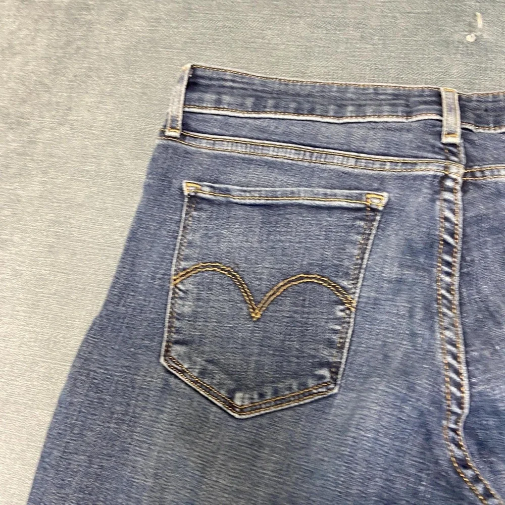 Levi's 711 Jeans Mens 31 Blue Denim Medium Wash Distressed Mid Rise Straight Leg
